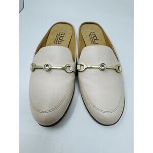 Malo Brazil  Size 7 Pink Leather Slides Gold detail Slides Slip On Comfort